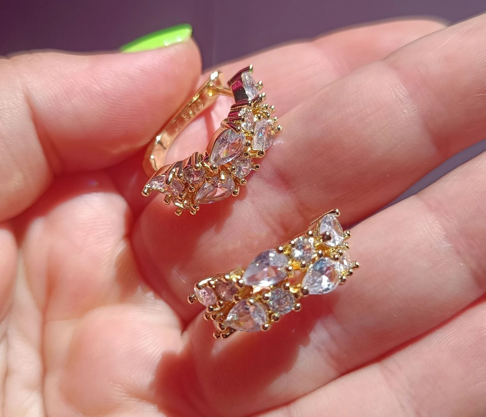 Pendientes plata925 baño oro 